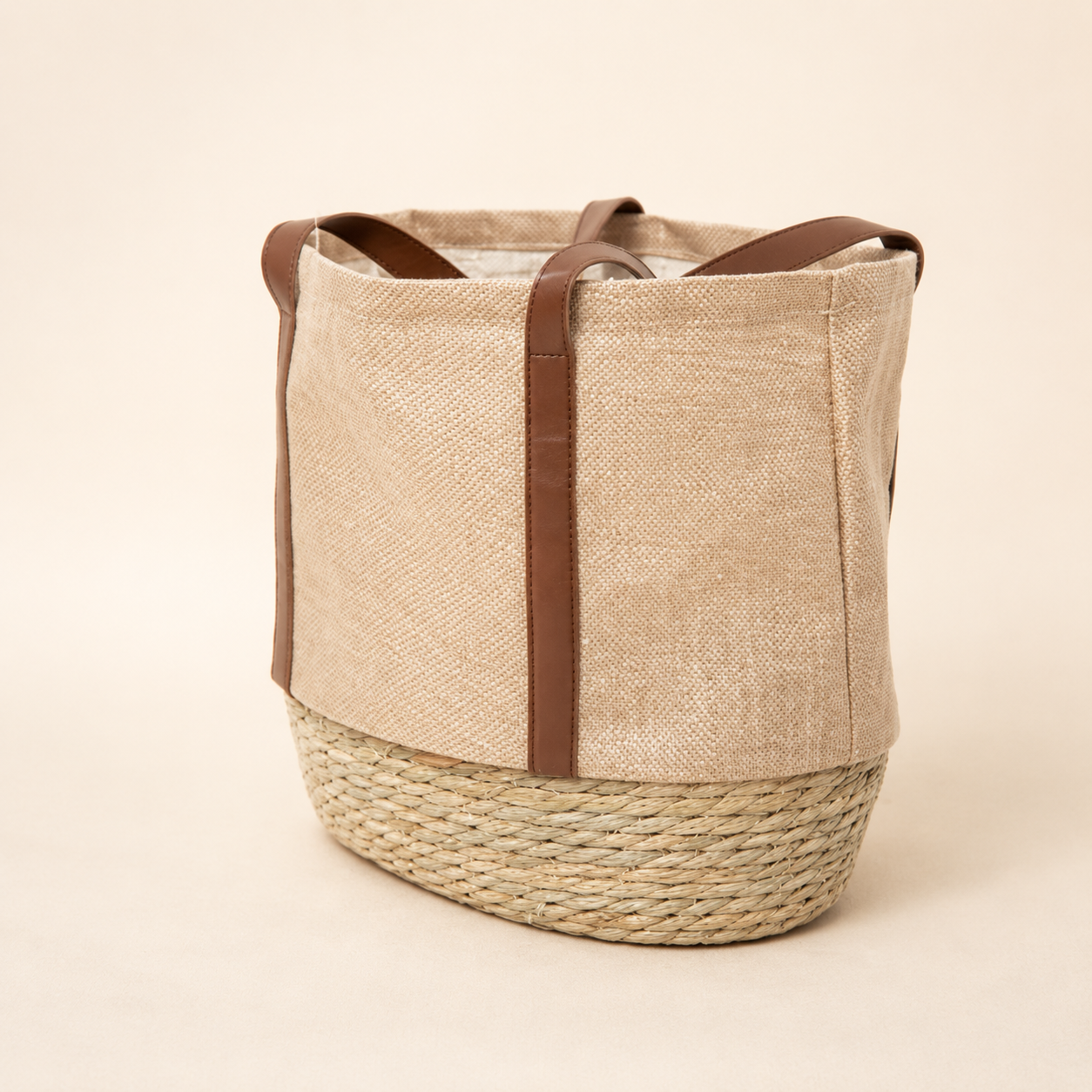 Beige Tall Woven Storage Basket