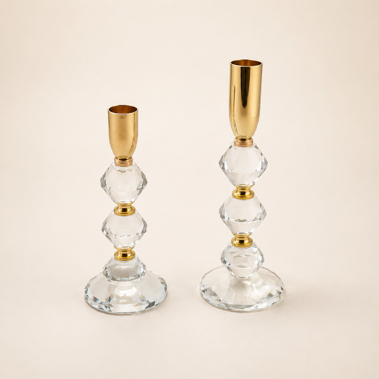 Faceted Crystal Candlestick Pair