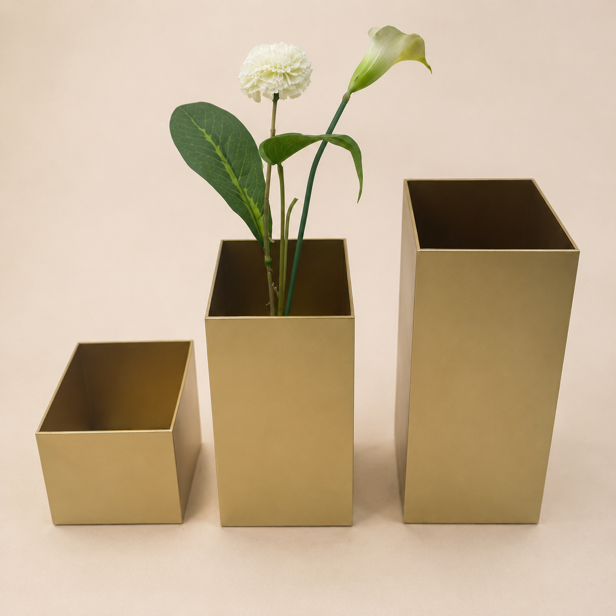 Graduated Gold Rectangular Planter Set