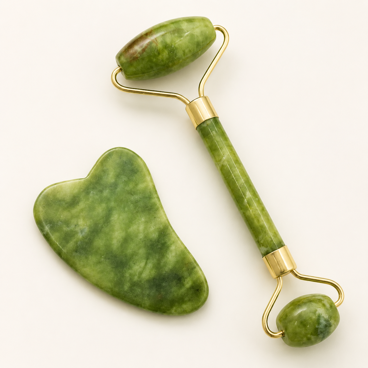 Green Jade Facial Roller & Gua Sha Set