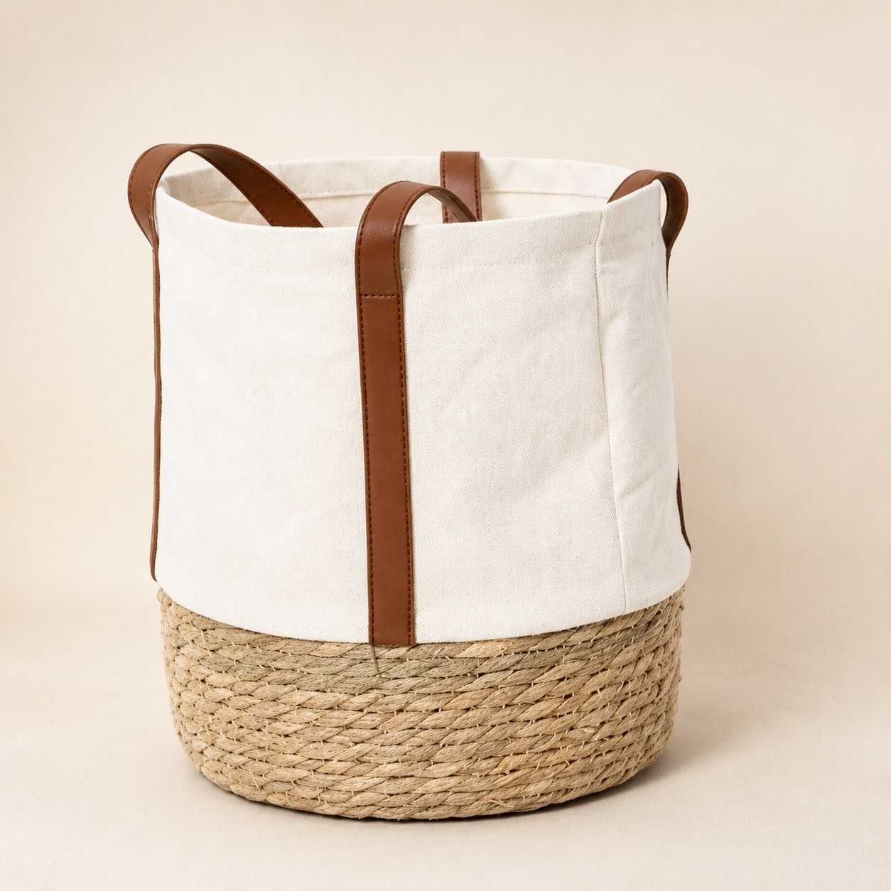Ivory Canvas Woven Storage Basket