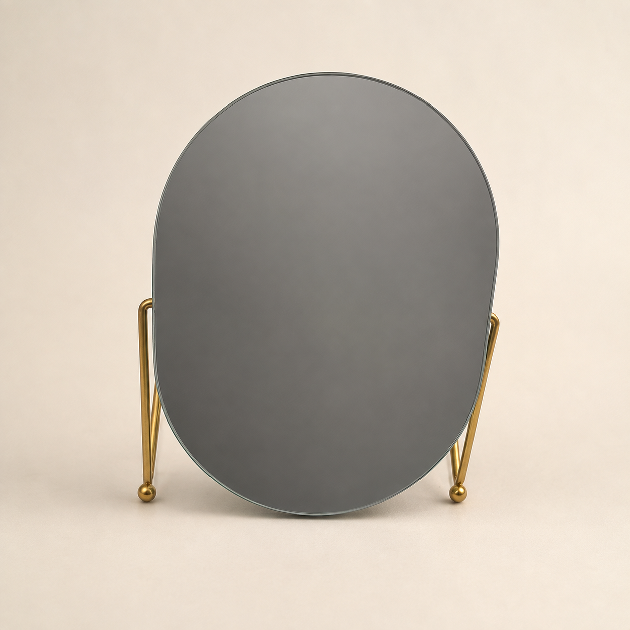 Oval Gold-Easel Table Mirror
