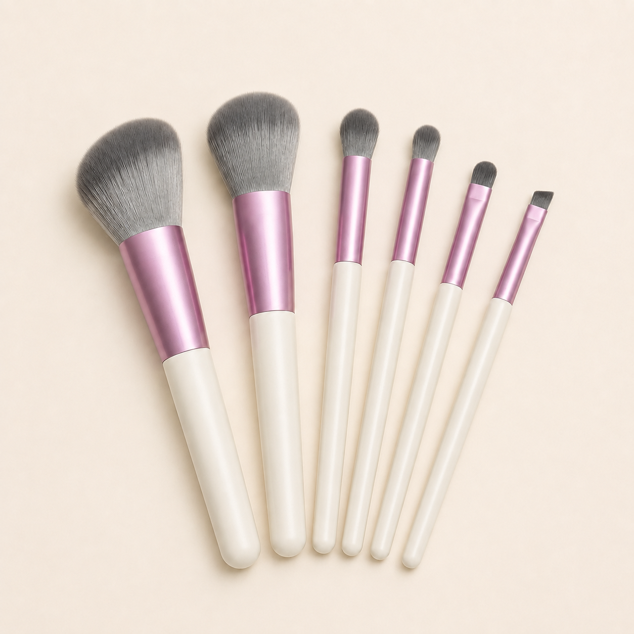 Pink & White 6-Piece Makeup Brush Set