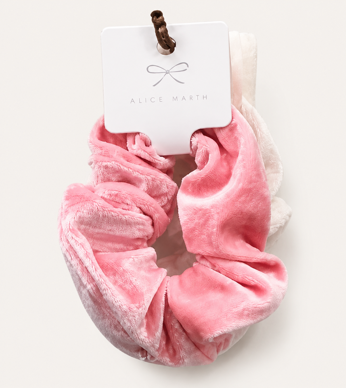 Plush Pink Hair Scrunchie Set