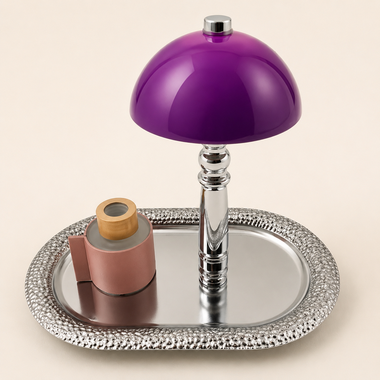 Purple Silver-Tray Lamp Organizer