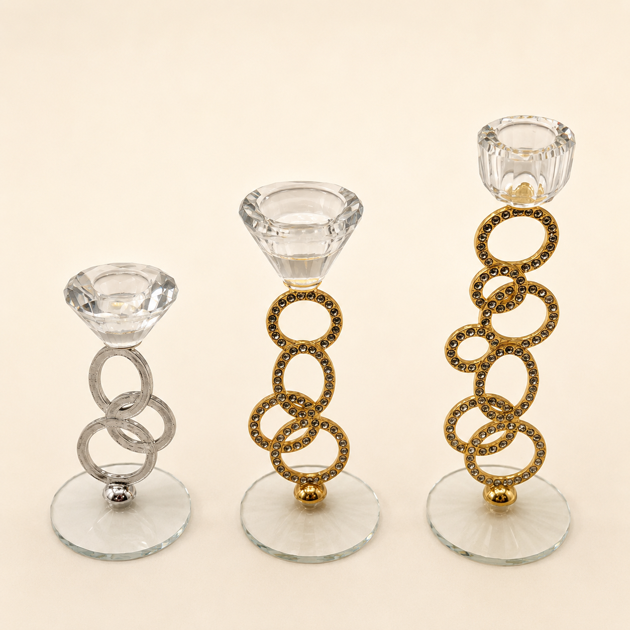 Ring Crystal Candlestick Set