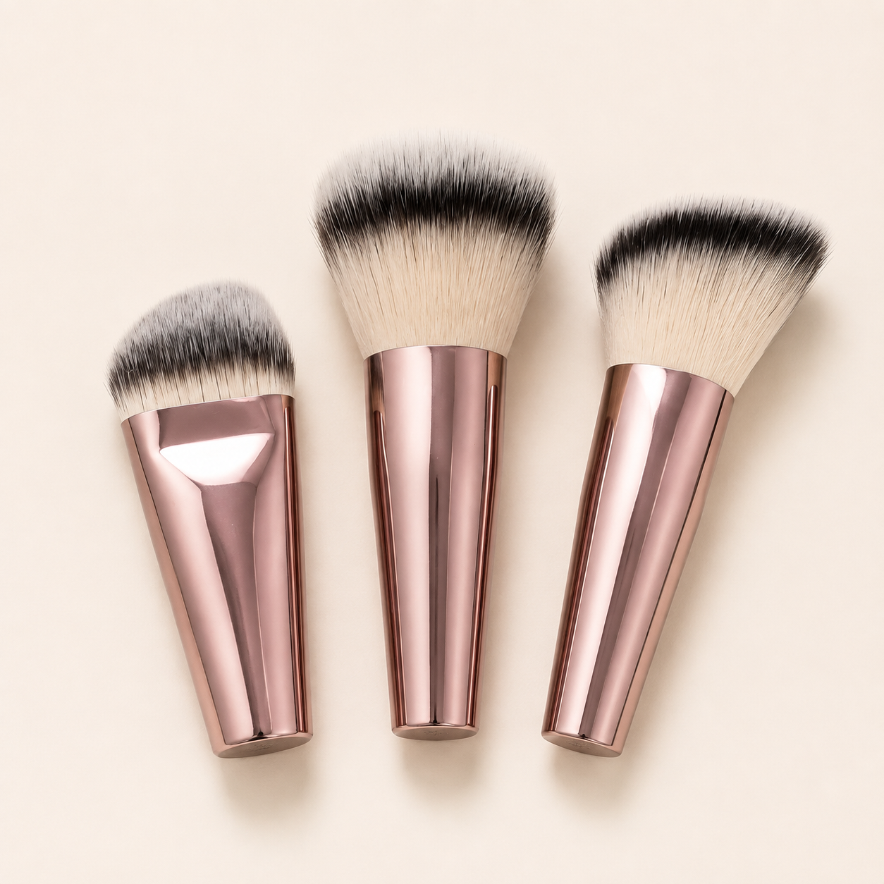 Rose Gold 3-Piece Makeup Brush Set