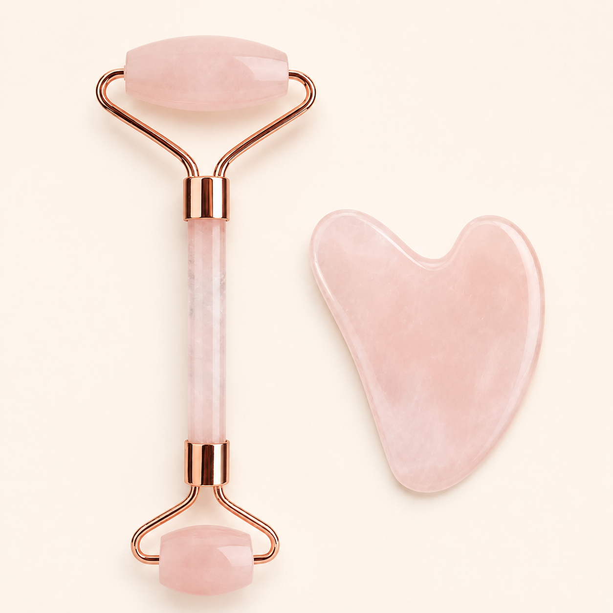 Rose Quartz Facial Roller & Gua Sha Set